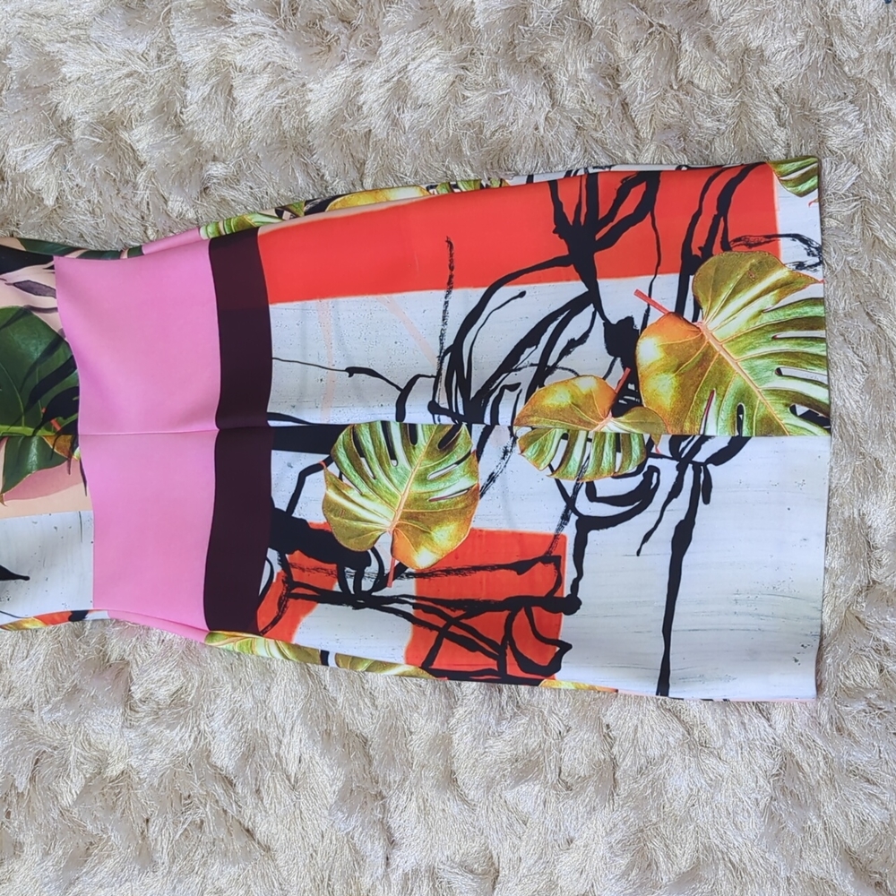 Clover Canyon Pink Green Falling Leaves Dress S - Picture 13 of 14